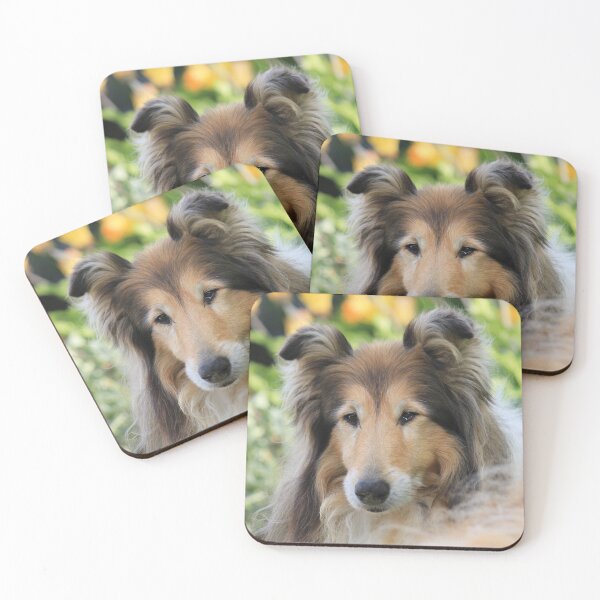 Item preview, Rough Collie Up Close In Garden designed and sold by KarenWoodArt.