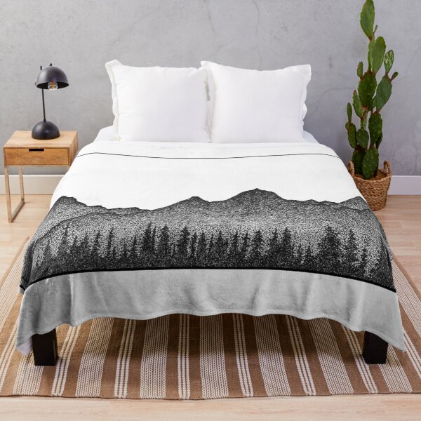 Item preview, Mountains & Trees Stippled Landscape designed and sold by AngusHillsArt.