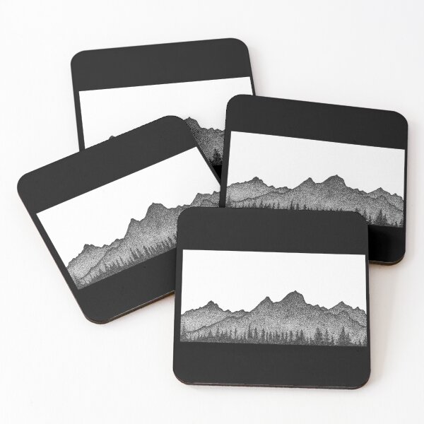 Item preview, Mountains & Trees Stippled Landscape designed and sold by AngusHillsArt.