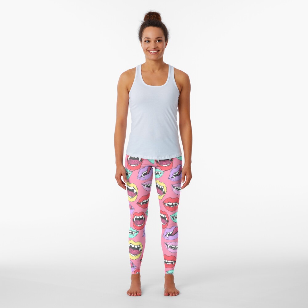 Pop art style vampire lips Leggings