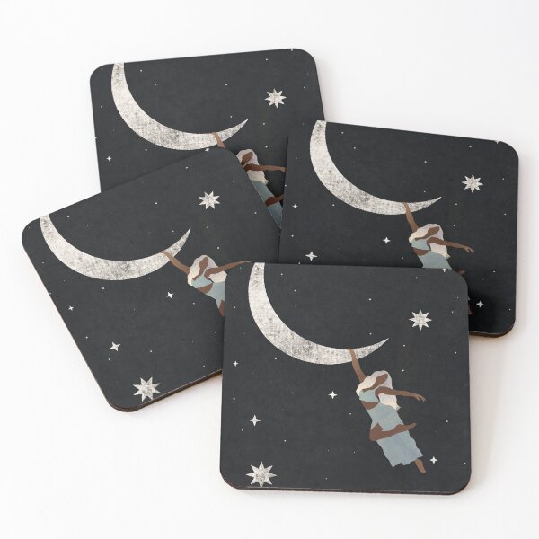 Item preview, Swinging on the Edge of the Moon in a Starry Night Sky - Centering and Finding Yourself in Nature - Reconnecting Yourself - Art Illustration designed and sold by seaniekai.