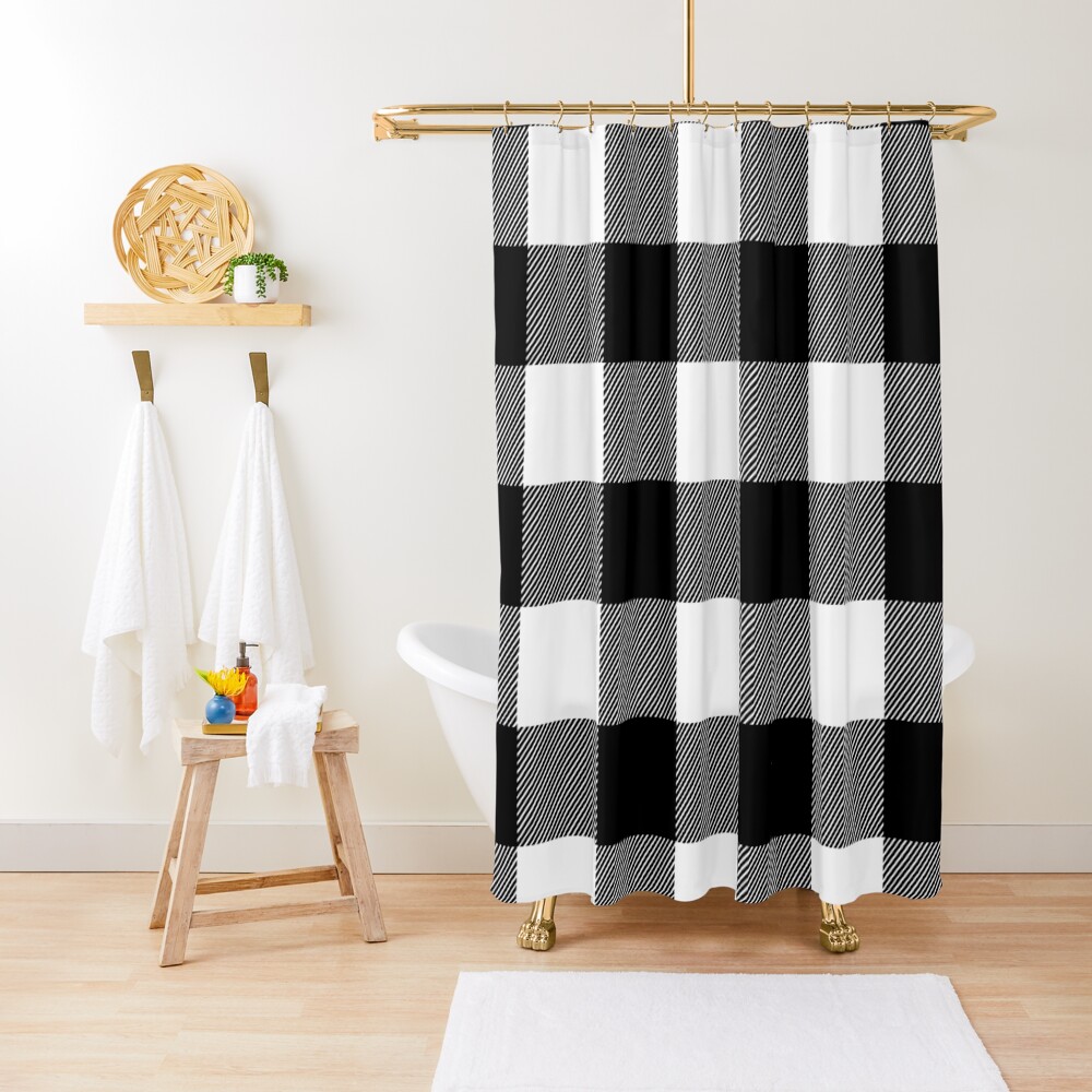 "buffalo plaid black and white checkered" Shower Curtain for Sale by