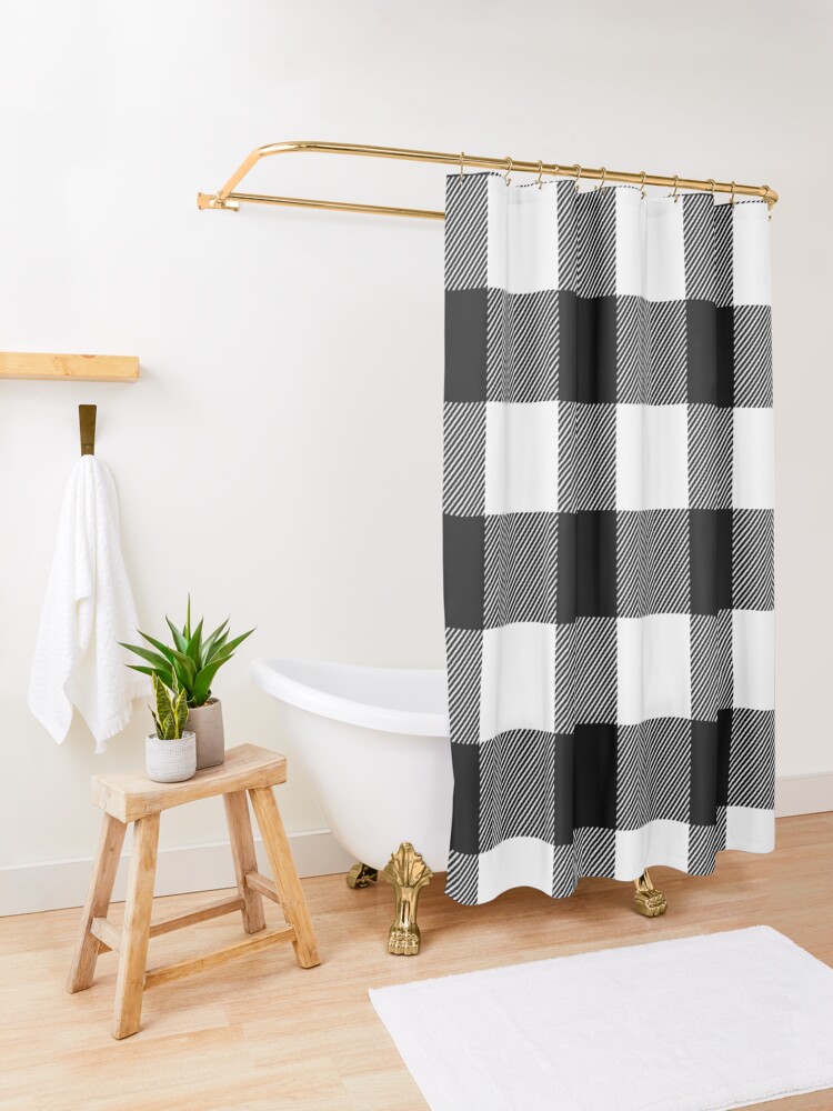 "buffalo plaid black and white checkered" Shower Curtain for Sale by
