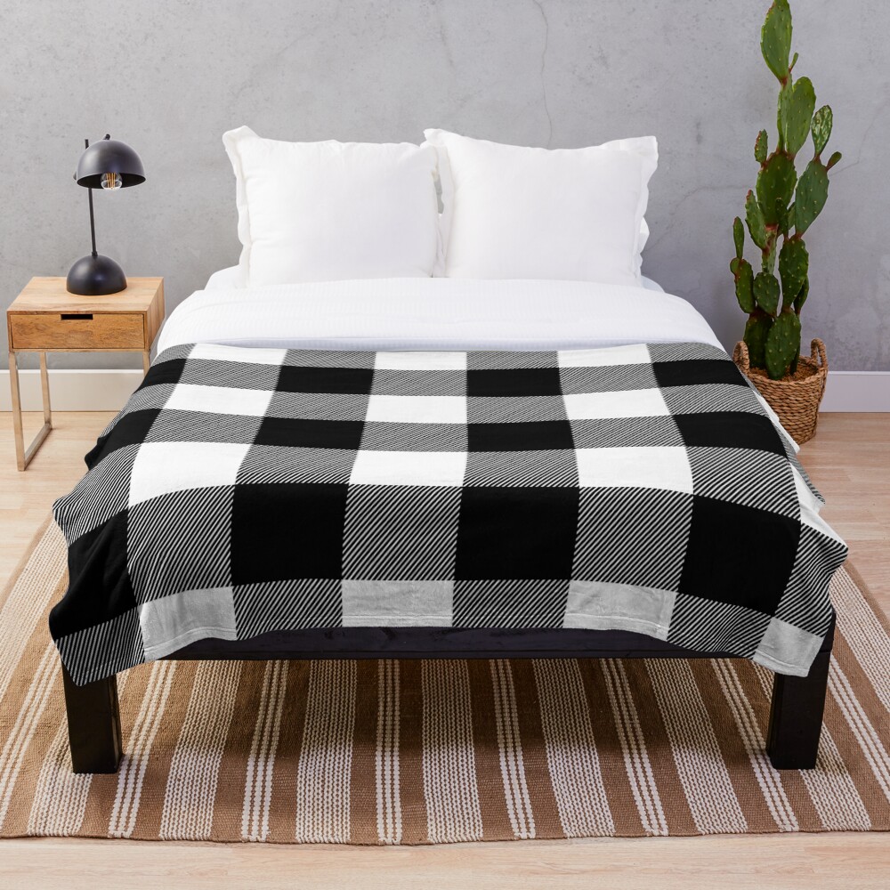 "buffalo plaid black and white checkered" Throw Blanket for Sale by
