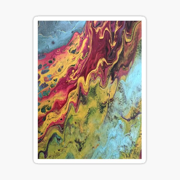 Abstract River Fire Wave Acrylic Pour Art Sticker