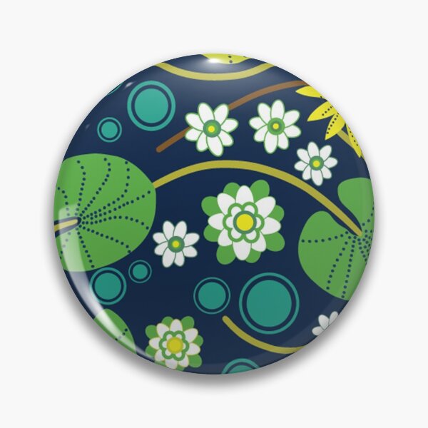 Item preview, Water Lilies Green/Yellow/Navy designed and sold by Tevi Woehl.