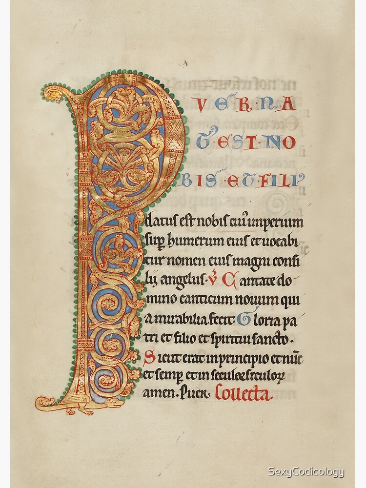 Thumbnail 3 of 3, Journal, Illuminated Manuscript - Inhabited Initial P (1180 AD) designed and sold by SexyCodicology.