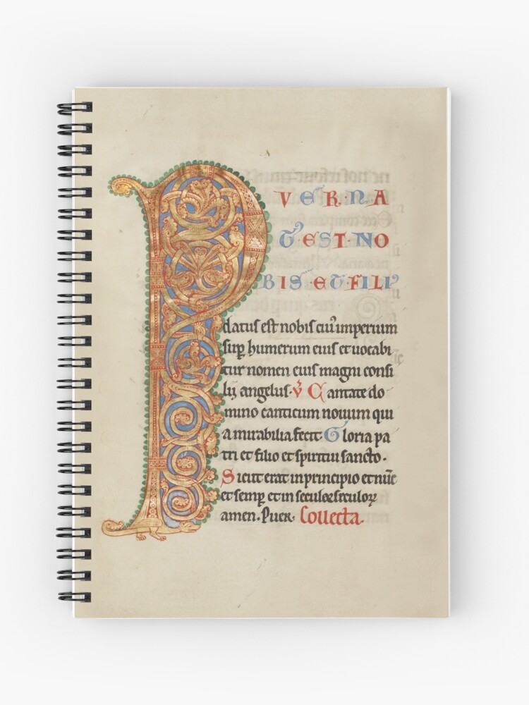 Thumbnail 1 of 3, Journal, Illuminated Manuscript - Inhabited Initial P (1180 AD) designed and sold by SexyCodicology.