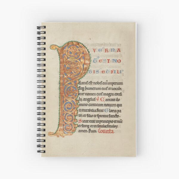 Illuminated Manuscript - Inhabited Initial P (1180 AD) Spiral Notebook