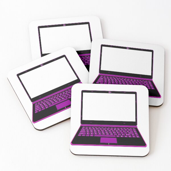 Item preview, realistic laptop vector illustration in black and purple color designed and sold by asep sarifudin.
