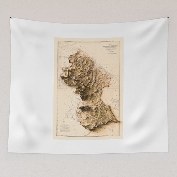 Item preview, 1913 Guyana Relief Map 3D digitally-rendered designed and sold by ThinkAboutMaps.