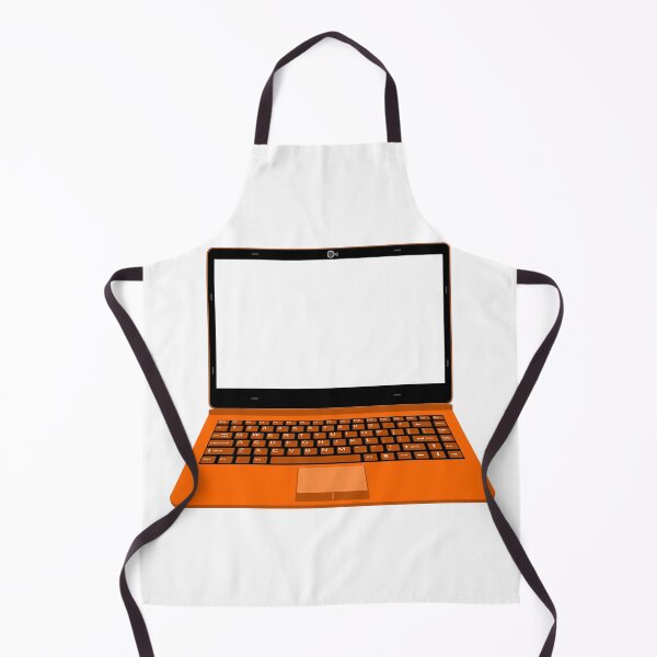 Item preview, realistic laptop vector illustration in black and orange color designed and sold by asep sarifudin.