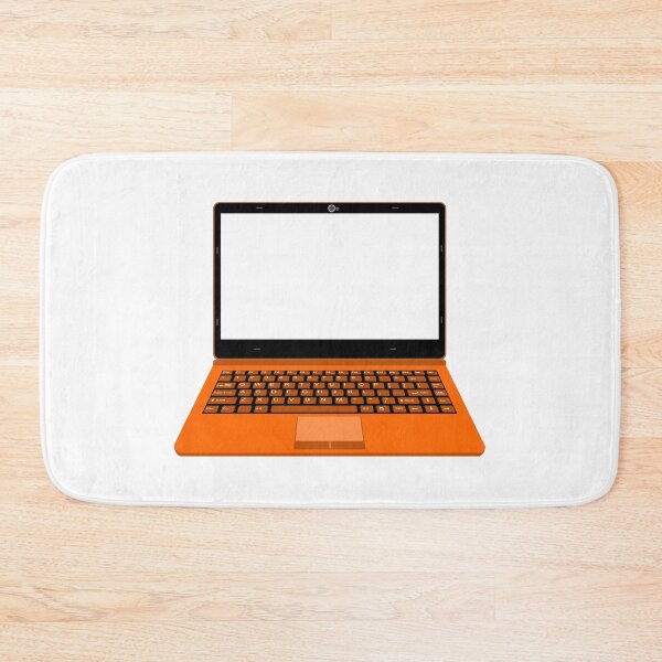 Item preview, realistic laptop vector illustration in black and orange color designed and sold by asep sarifudin.