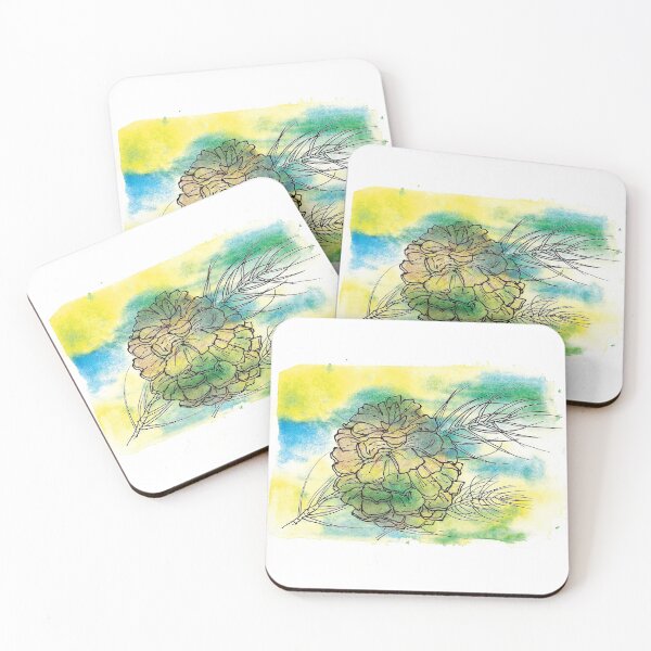 Item preview, Pinecone Ink Drawing with Blue-Green Watercolors designed and sold by Duncan Bullock.