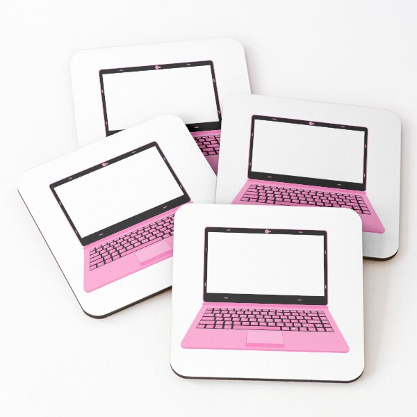 Item preview, realistic laptop vector illustration in black and pink color designed and sold by asep sarifudin.