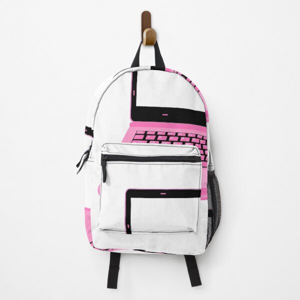 Item preview, realistic laptop vector illustration in black and pink color designed and sold by asep sarifudin.