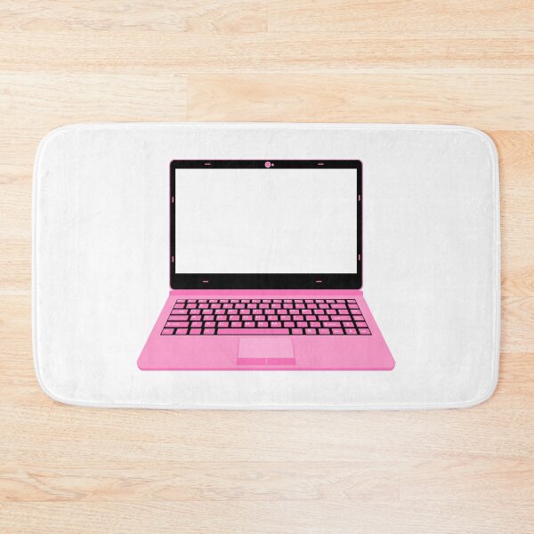 Item preview, realistic laptop vector illustration in black and pink color designed and sold by asep sarifudin.
