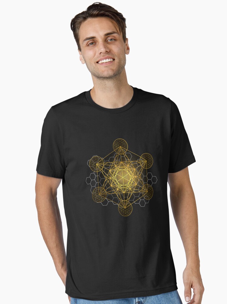 Aperçu 1 sur 7. T-shirt essentiel avec l'œuvre Cube de Métatron de la géométrie sacrée créée et vendue par Bluepress.
