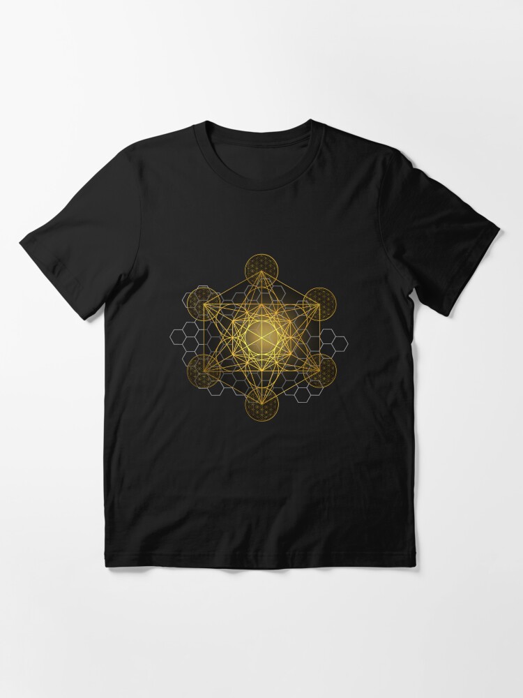 Aperçu 3 sur 7. T-shirt essentiel avec l'œuvre Cube de Métatron de la géométrie sacrée créée et vendue par Bluepress.