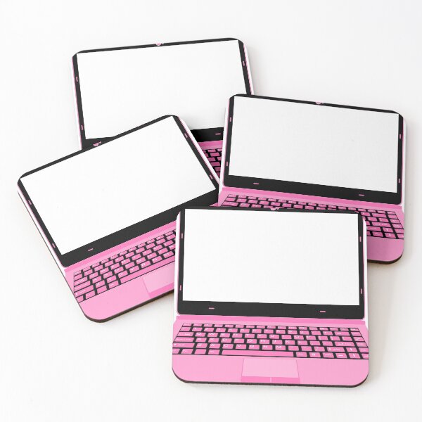 Item preview, realistic laptop vector illustration in black and pink color designed and sold by asep sarifudin.