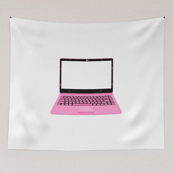 Item preview, realistic laptop vector illustration in black and pink color designed and sold by asep sarifudin.