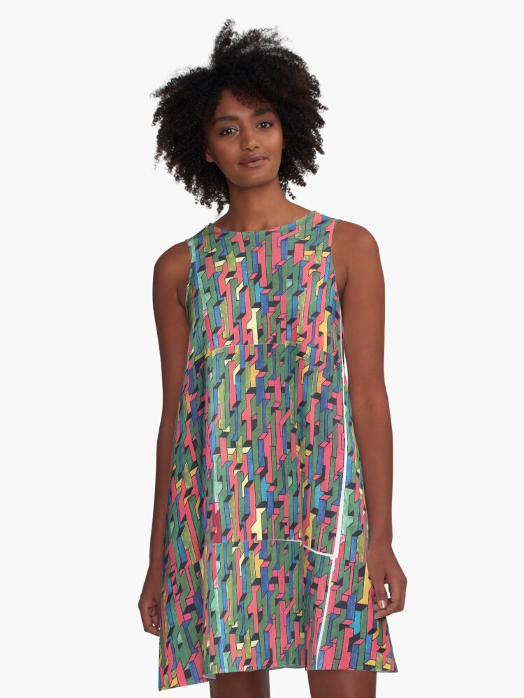 Thumbnail 1 of 4, A-Line Dress, TESSELATION #6 designed and sold by DAVIDLIBERTY.