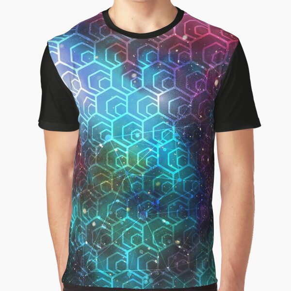 HEX Cryptocurrency Logo Pattern White Transparent on Galaxy Background Graphic T-Shirt