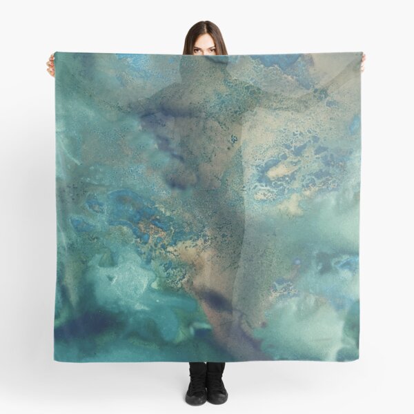 Ocean in Turquoise, Aqua and Gold Scarf