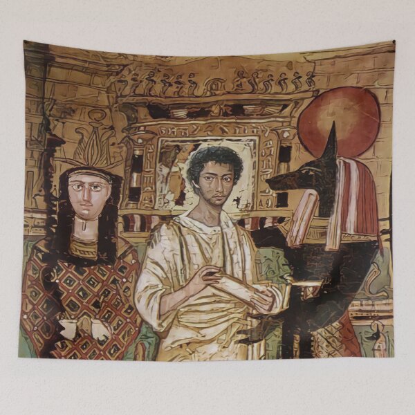 Item preview, Egyptian Greco-Roman Period funerary shroud, showing Anubis, Osiris and the deceased designed and sold by DotorEaon.