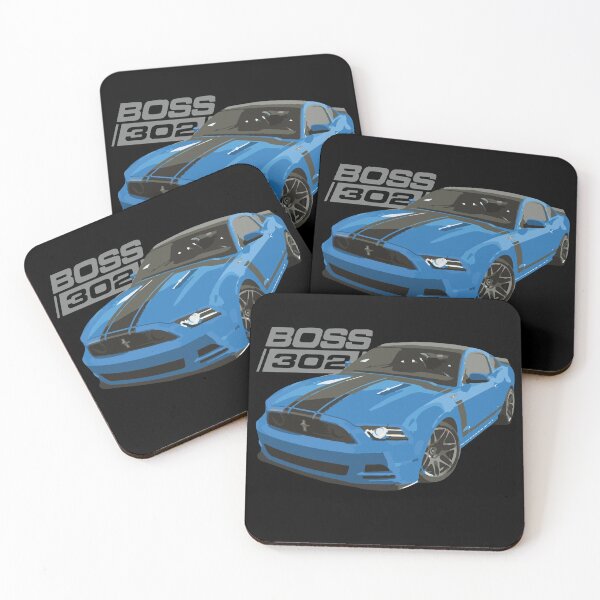 Grabber Blue Mustang GT Boss 302 Roadrunner Coyote Coasters (Set of 4)