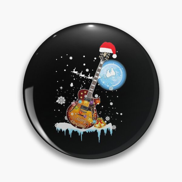 Item preview, Lets Play Guitar Christmas Guitar wears Santa hat designed and sold by TerriHowell.