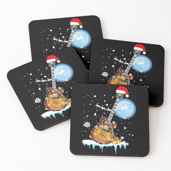 Item preview, Lets Play Guitar Christmas Guitar wears Santa hat designed and sold by TerriHowell.