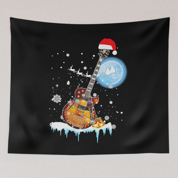 Item preview, Lets Play Guitar Christmas Guitar wears Santa hat designed and sold by TerriHowell.