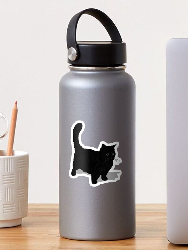 Water Bottle - Black Cat - Four Your Paws Only