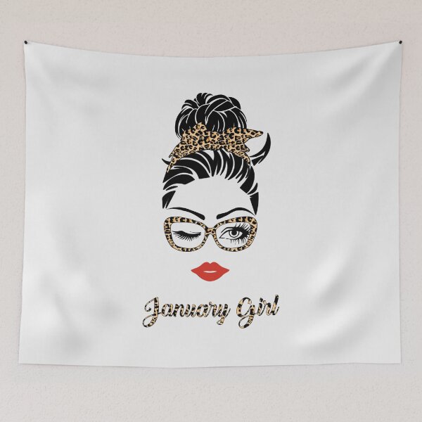 Item preview, January Girl Woman Lips Eyes Lady Leopard Birthday Gift designed and sold by CreativeGift.