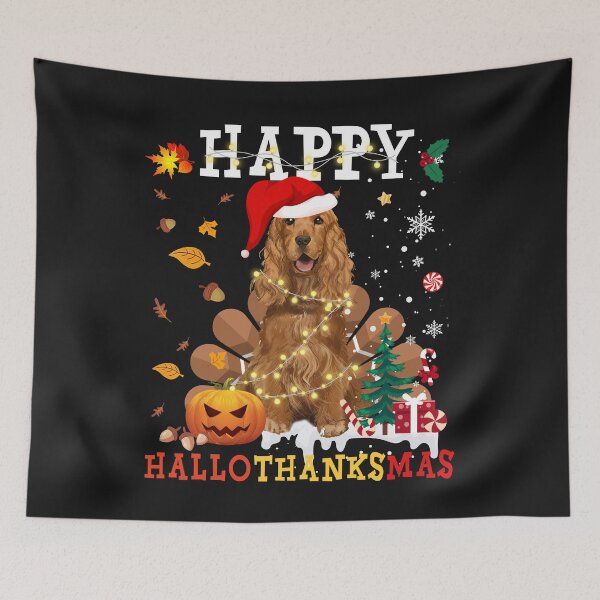 Item preview, Happy Hallothanksmas Cocker Spaniel Halloween And Merry Christmas Gift designed and sold by UriahKoch.