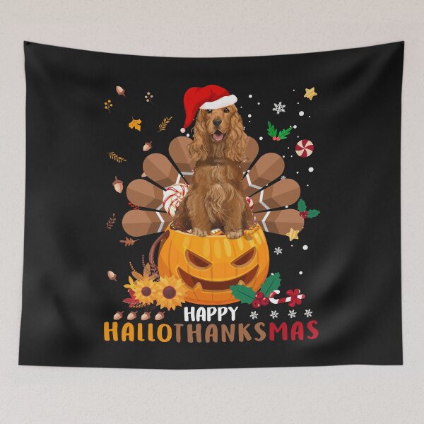 Item preview, Happy Hallothanksmas Cocker Spaniel Halloween And Merry Christmas Gift designed and sold by UriahKoch.