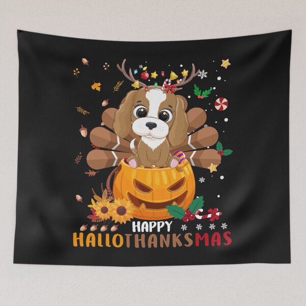 Item preview, Happy Hallothanksmas Cocker Spaniel Halloween Thanksgiving Christmas Gift designed and sold by UriahKoch.