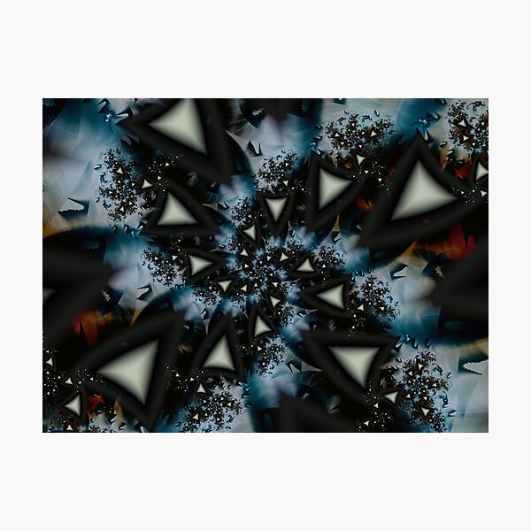 Blue White Triangle Spiral Photographic Print