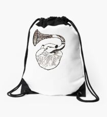 Record Heart Drawstring Bag
