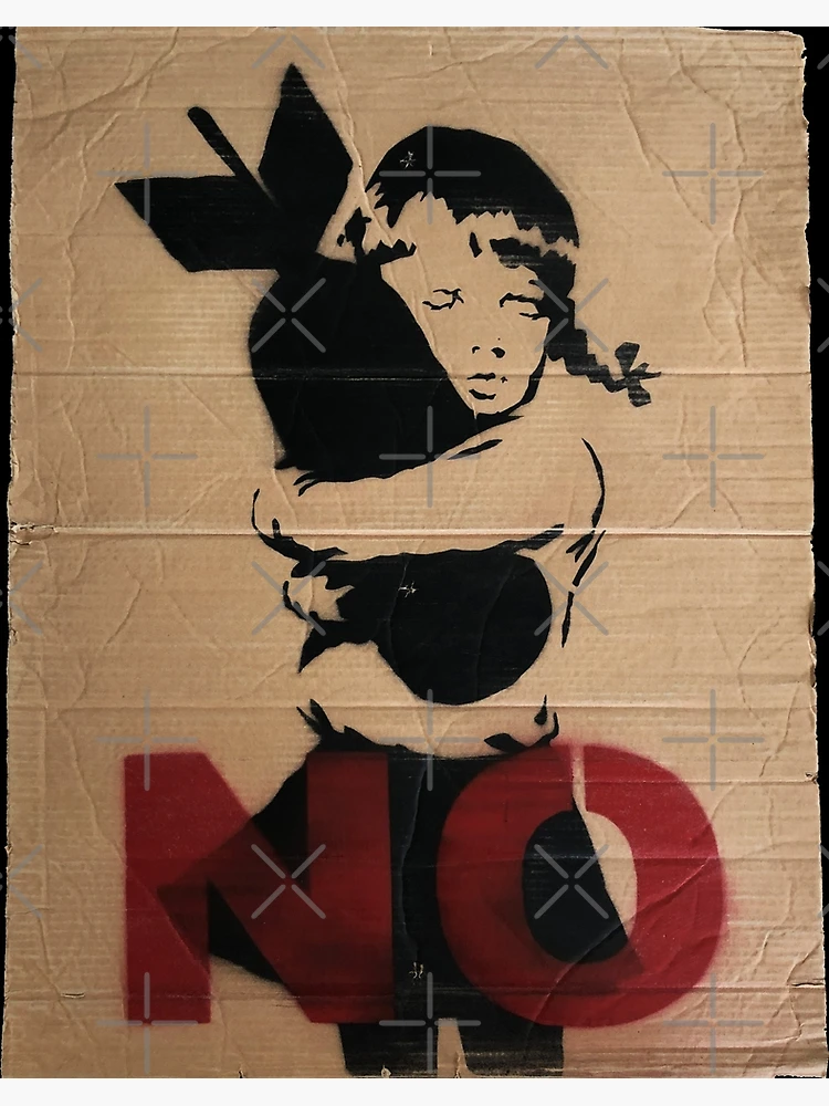 Banksy bomb hugger cardboard protest placard 2003 | Art Board Print