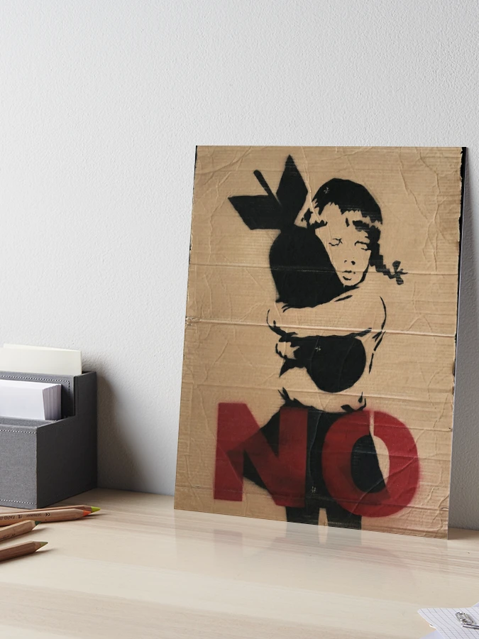 Banksy bomb hugger cardboard protest placard 2003 | Art Board Print