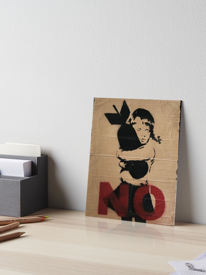 Banksy bomb hugger cardboard protest placard 2003 | Art Board Print