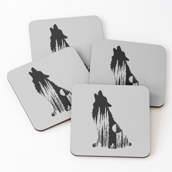 Item preview, Werewolf Under Full Moon in Forest in a Wolf Silhouette Illustration designed and sold by AlmightyClaire.