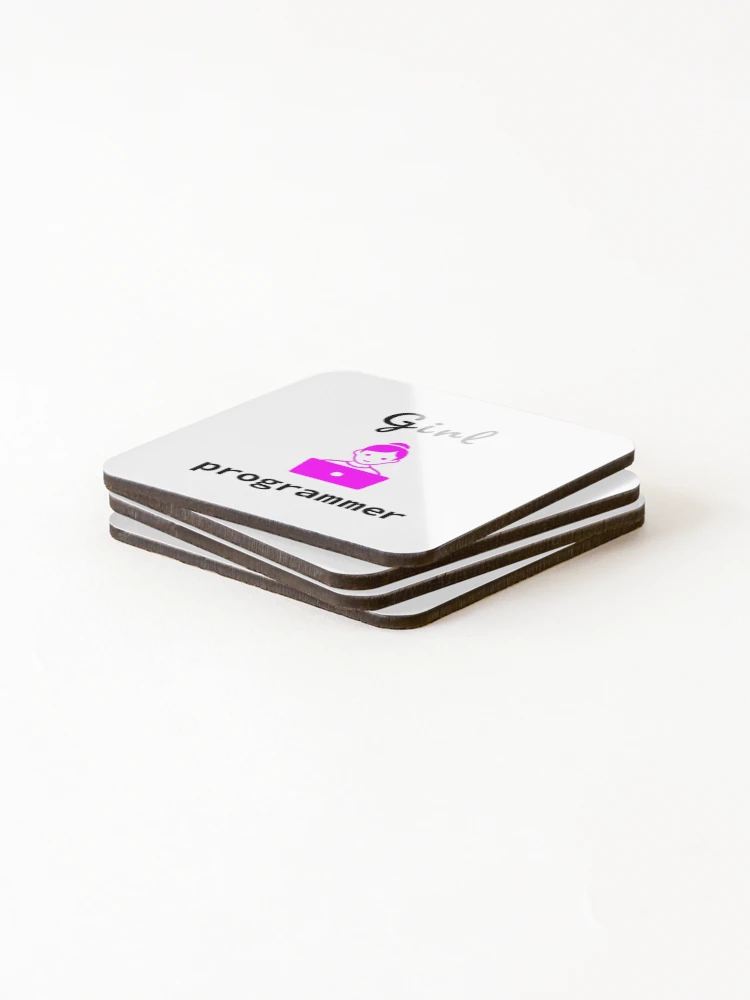 Thumbnail 4 of 5, Coasters (Set of 4), Girl Programmer, Source Code, Software Engineer, Computer Science, Web, WWW, Programming Humor, HTML, Dark Text designed and sold by Max-Wear.