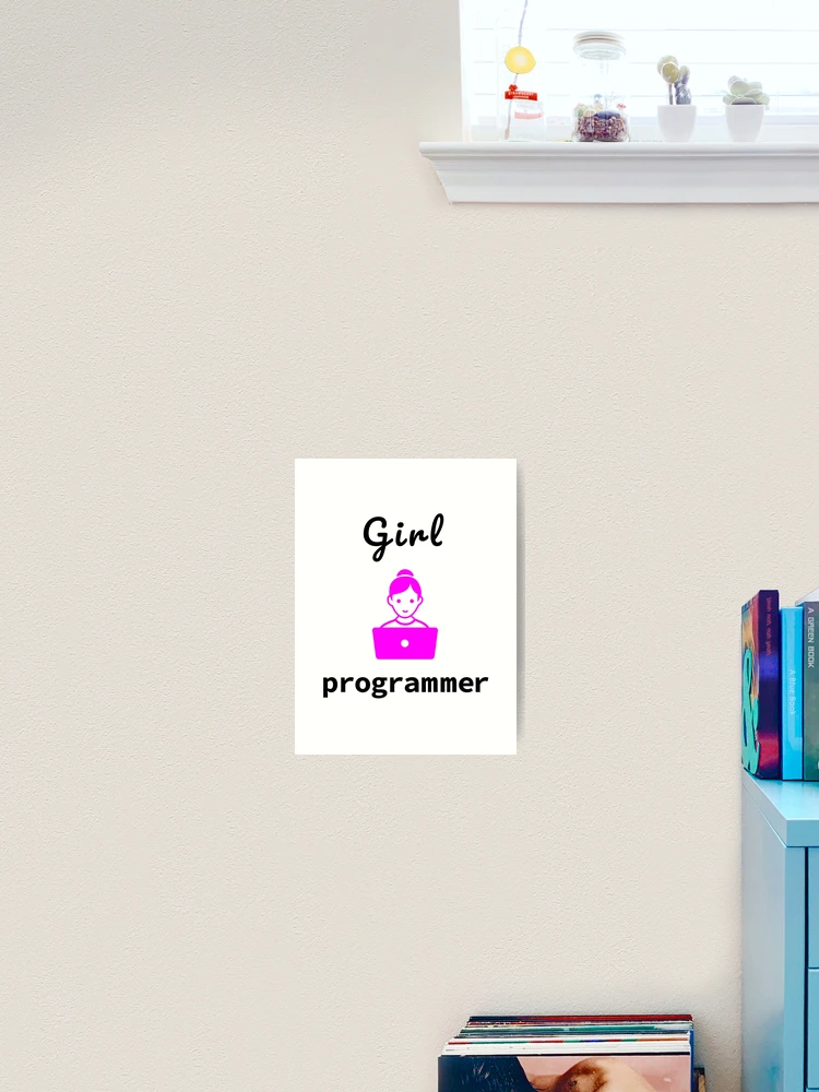 Thumbnail 2 of 3, Art Print, Girl Programmer, Source Code, Software Engineer, Computer Science, Web, WWW, Programming Humor, HTML, Dark Text designed and sold by Max-Wear.