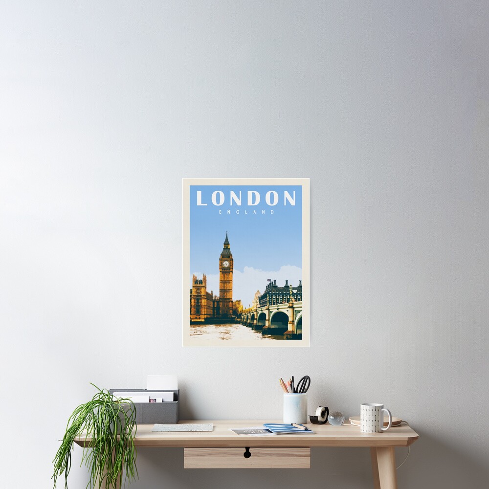 London England Print • London Skyline • English Art • London Big Ben • United Kingdom Art • Vintage UK Poster