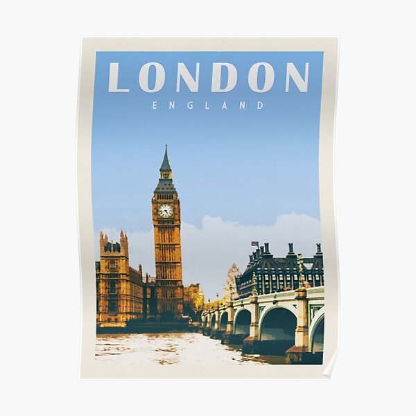 London England Print • London Skyline • English Art • London Big Ben • United Kingdom Art • Vintage UK Poster