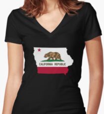 California flag Iowa outline Women's Fitted V-Neck T-Shirt
