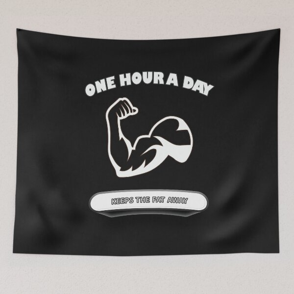 Item preview, One Hour A Day Keeps The Fat Away designed and sold by Delicious Design ⭐⭐⭐⭐⭐.